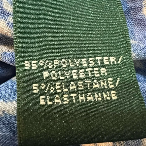 LAUREN Ralph Lauren Blue & White Ikat Faux Wrap Ruched Jersey Dress. Size 14. - Picture 10 of 11